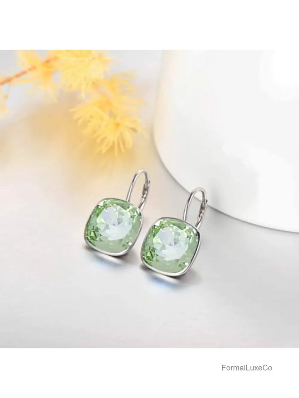 925 Sterling Silver Leverback Crystal Earrings Hypoallergenic Dangle Jewelry